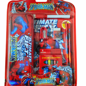 Stationery Gift Set Comprises of : Pencil Box, Sharpener, Eraser, 2 Pencils, 8 Crayon Color (Red)