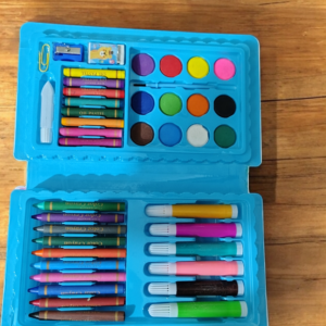 LIO GLOBAL LG4 42 Pcs Drawing Color Kit Gift Set,Doodle Sketch Crayon Painting Water Paint Art Colour Kit for Kids (Blue)