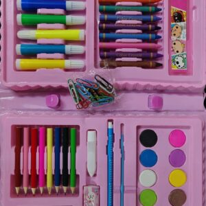 LIO GLOBAL LG7 68 Pcs Drawing Color Kit Gift Set,Doodle Sketch Crayon Painting Water Paint Art Colour Kit For Kids (Pink)
