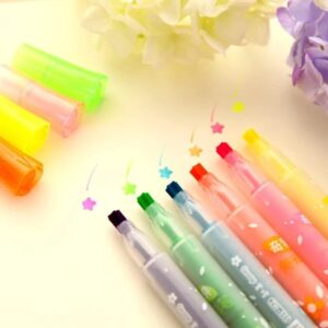 LIO GLOBAL LG5 Colourful 5 Pointed Star Shape Marker Pens Set, Assorted Colours Highlighter Marker Pens For Office,School And Birthday Gifts,6 Pieces