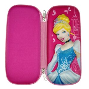 3D Embossed Pink Princes Large Capacity Zip Pencil Pouch 2