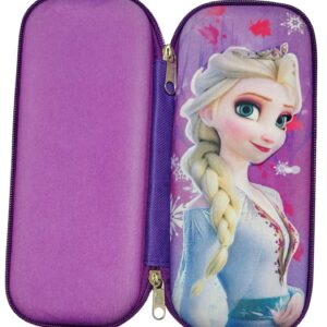 3D Embossed Purple Princes Large Capacity Zip Pencil Pouch