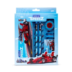DOMS Speedz Kit (1N Tin Box, 1N Wax Crayons Pack (12 Shades), 2N Pencil, 1N Eraser, 1N Scale, 1N Sharpener 1)