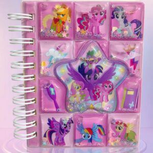 Mini Pocket diary for Kids.  Little Pony Glitter Water Spiral Notebook. (Size 8 x 10 cm Aproxx)