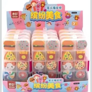 Eraser Fast Food Themed and Pencil Topper Set in a Box 10 Pcs.