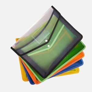 Transparent File Folder Set with Button Lock for A4 Size Documents