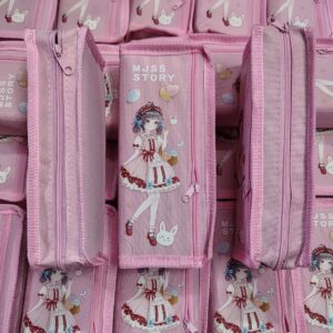 Premium Pencil Pouch with 2 Compartment with Display Pack Cute Aesthetic Pencil Case for Girls, School Kids Cute Stationary Gift (Pink-1)