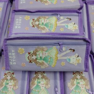 Premium Pencil Pouch with 2 Compartment with Display Pack Cute Aesthetic Pencil Case for Girls, School Kids Cute Stationary Gift (Purple-2)