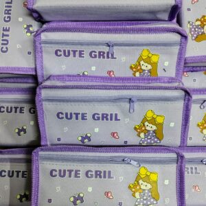 Premium Pencil Pouch with 2 Compartment with Display Pack Cute Aesthetic Pencil Case for Girls, School Kids Cute Stationary Gift (Purple-1)