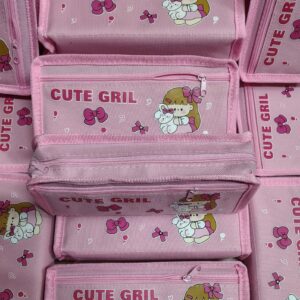 Premium Pencil Pouch with 2 Compartment with Display Pack Cute Aesthetic Pencil Case for Girls, School Kids Cute Stationary Gift (Pink-2)