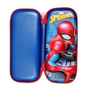 3D EVA Design Embossed Hardtop Cover Pencil Case with Compartments, Pencil Pouch for Kids, School Supply Organizer, Geometry Stationery Box, Cosmetic Zip Pouch Bag (Spider-Man)