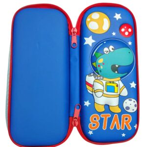 3D EVA Design Embossed Hardtop Cover Pencil Case with Compartments, Pencil Pouch for Kids, School Supply Organizer, Geometry Stationery Box, Cosmetic Zip Pouch Bag (Dragon)