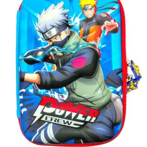 3D EVA Jumbo Design Embossed Hardtop Cover Pencil Case with Compartments, Pencil Pouch for Kids, School Supply Organizer, Geometry Stationery Box, Cosmetic Zip Pouch Bag (Power Crew-1)