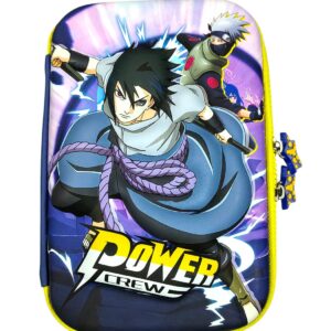 3D EVA Jumbo Design Embossed Hardtop Cover Pencil Case with Compartments, Pencil Pouch for Kids, School Supply Organizer, Geometry Stationery Box, Cosmetic Zip Pouch Bag (Power Crew-2)