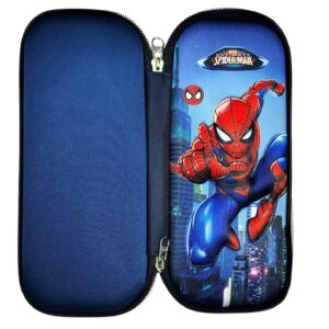 3D Design Embossed Hardtop Cover Pencil Case with Compartments, Pencil Pouch for Kids, School Supply Organizer, Geometry Stationery Box, Cosmetic Zip Pouch Bag (Spider Man-1)