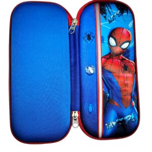 3D Design Embossed Hardtop Cover Pencil Case with Compartments, Pencil Pouch for Kids, School Supply Organizer, Geometry Stationery Box, Cosmetic Zip Pouch Bag (Spider Man-2)