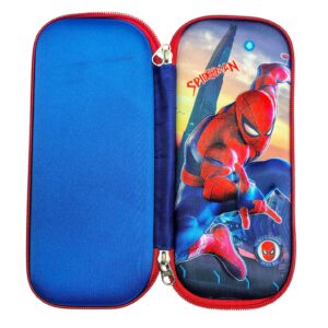 3D Design Embossed Hardtop Cover Pencil Case with Compartments, Pencil Pouch for Kids, School Supply Organizer, Geometry Stationery Box, Cosmetic Zip Pouch Bag (Spider Man-3)