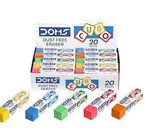 DOMS Dust Free Cubo Eraser | Comfortable Edge for Easy Handling | Non-Toxic & Safe for Kids | Attractive Body Colors