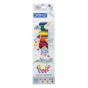 DOMS GRIP POP Plastic Crayons | 12 Shades