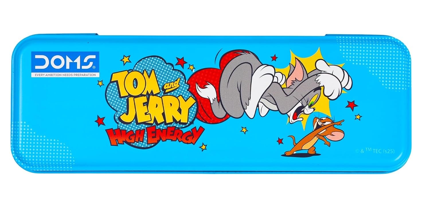 Doms Metal Pencil Box (Tom & Jerry High Energy) WITH 2 COMPARTMENTS 2