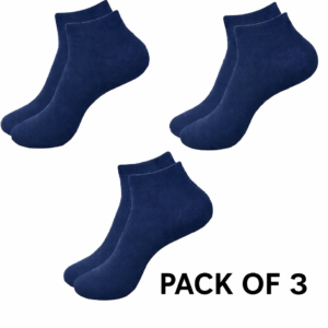 DANAR™  Navy Blue Unisex Ankle Length Cotton Socks for Home/Formal/Office Combo (Pack Of 3) Assorted.