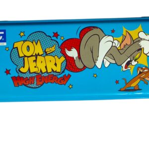DOMS TOM and JERRY Design Blue Tin Metal Pencil Box 1 Pc