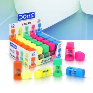 DOMS Neon Erasner (2-in-1 Sharpener + Eraser) (Pack of 10)