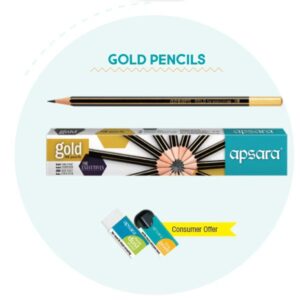 Apsara Gold Extra Dark Pencils (Pack of 10) – Smooth Writing, Strong Lead, Premium Quality Wooden Graphite Pencils for School & Office Use