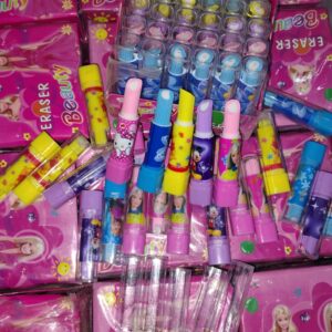 Cute Cartoon Lipstick Eraser Set – Pack of 12