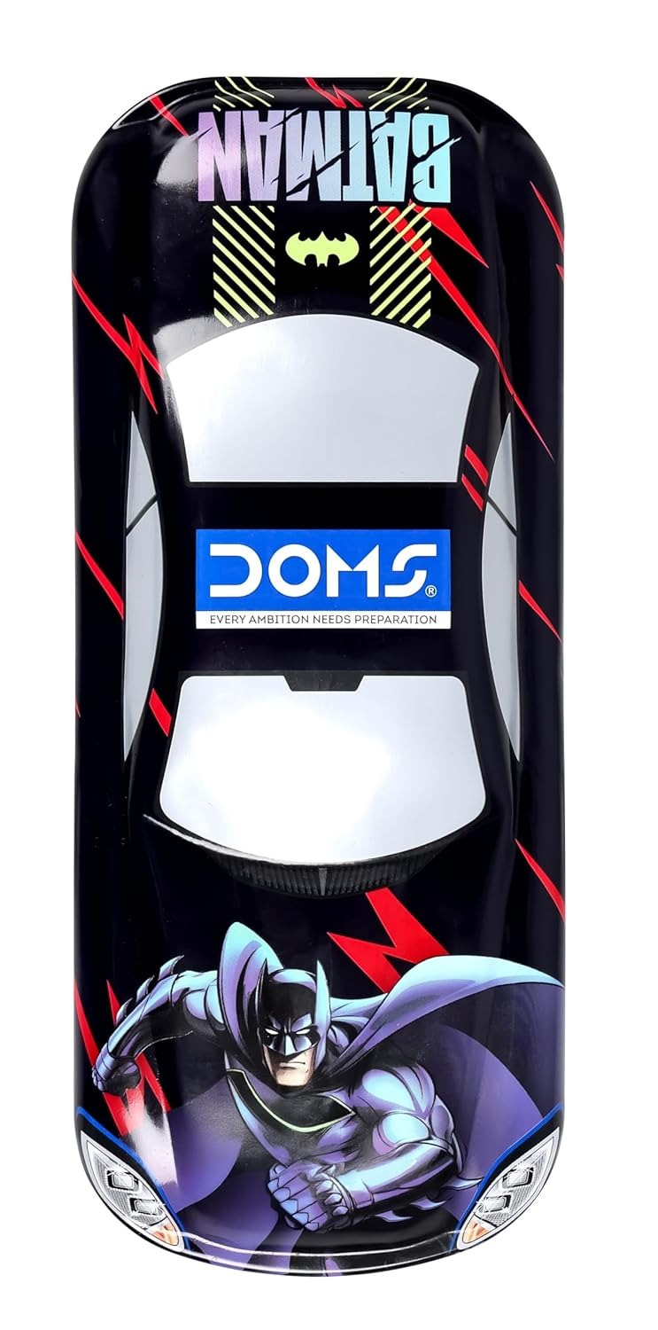 DOMS BATMAN CAR SHAPE TIN PENCIL BOX WITH 2 COMPARTMENTS 3