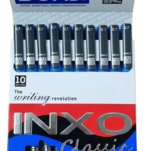 DOMS INXO Classic Ball Pens (0.7 mm) Black – Pack of 10