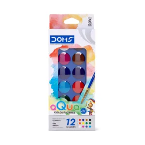 DOMS Aqua Colour Cakes 23MM 12 Sheds With Brush