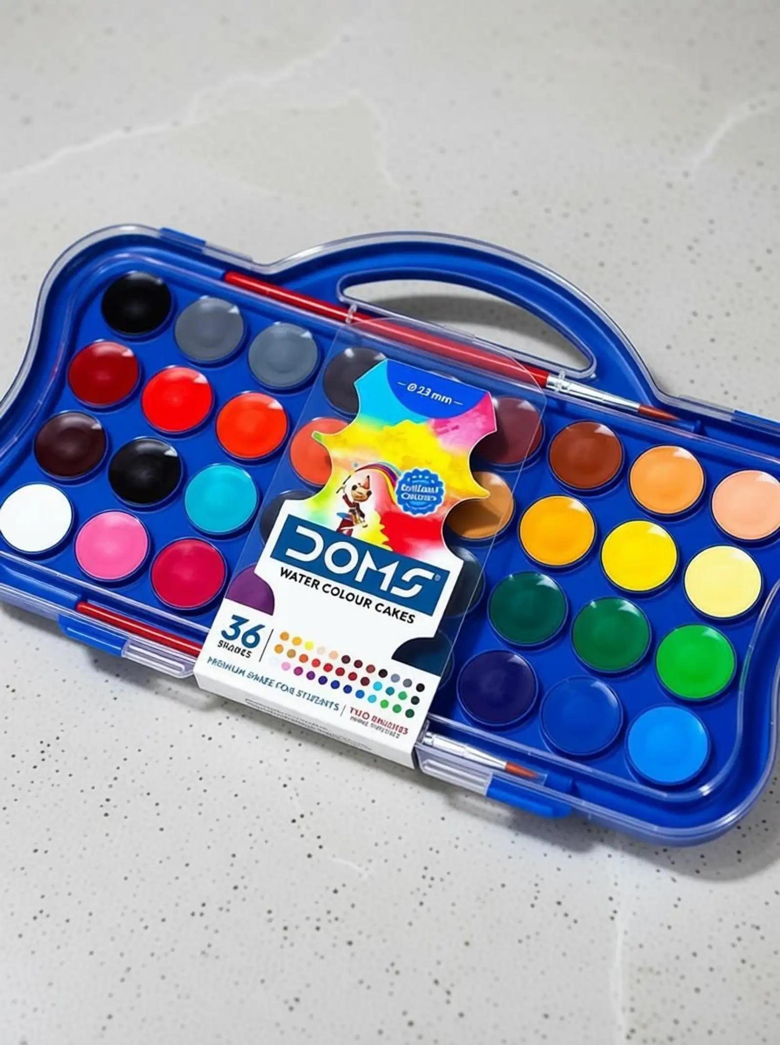 DOMS Aqua Colour Cakes 23MM 36 Sheds With Brush