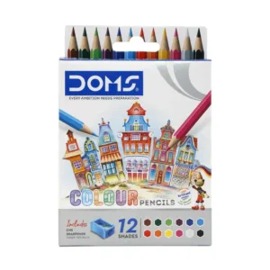 DOMS Color Pencils 12 assorted shades HSC Color pencils and 1 Sharpener
