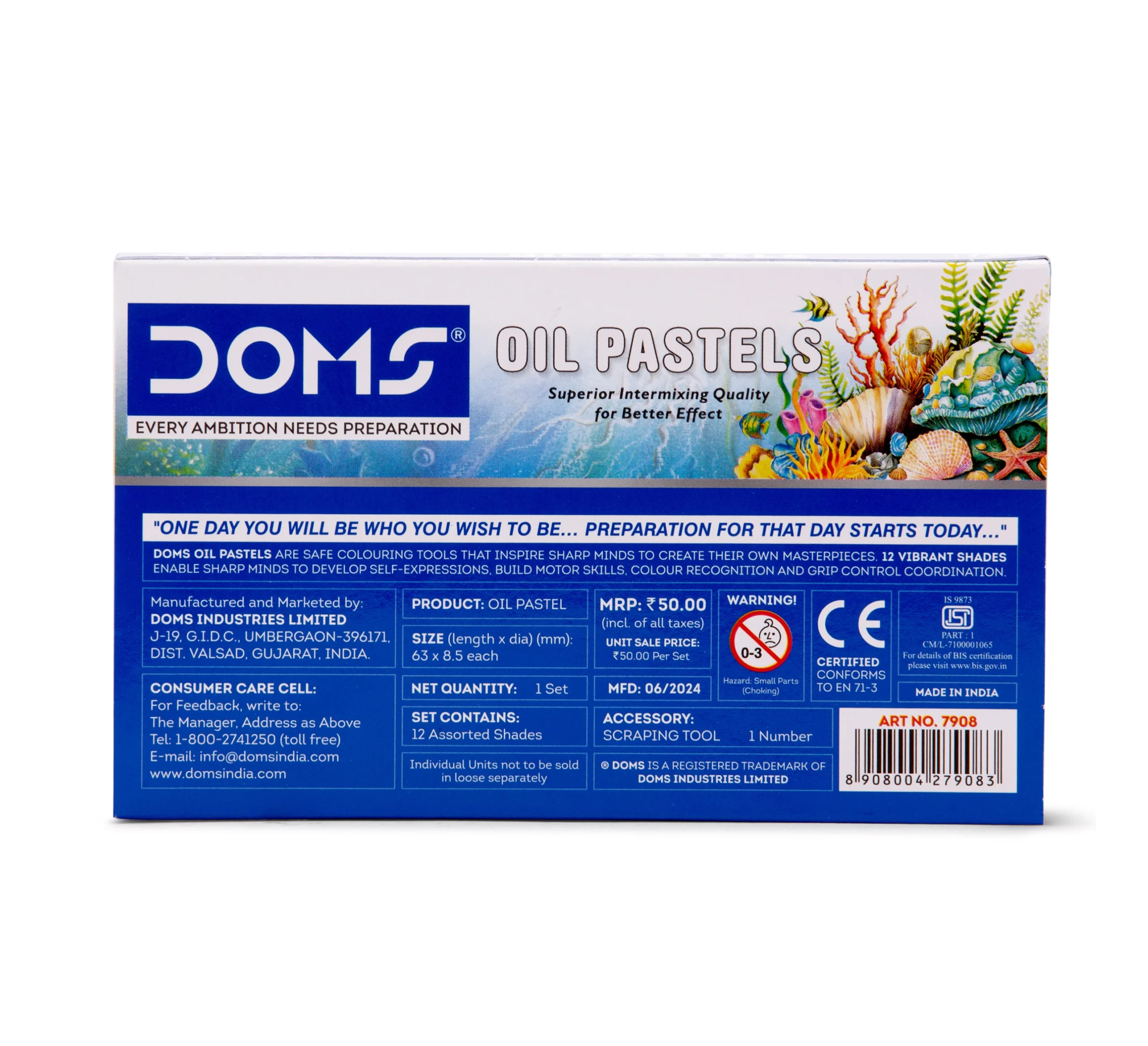 DOMS Oil Pastels Box Pack 12 assortaed shades and 1 scraping tool 3