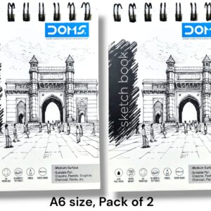 DOMS A6 (14.8 CM x10.5 CM) Sketch Book – 50 Sheets (100 Pages) | 150 GSM | Wiro Bound | Pack of 2 (Main Title May Different)