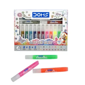 DOMS Multi Purpose Artist Glitter Glue Set | Glitter Color for Your Art & Craft Decoration | 18 Assorted Shades | 10 ml Each | Pack of 18